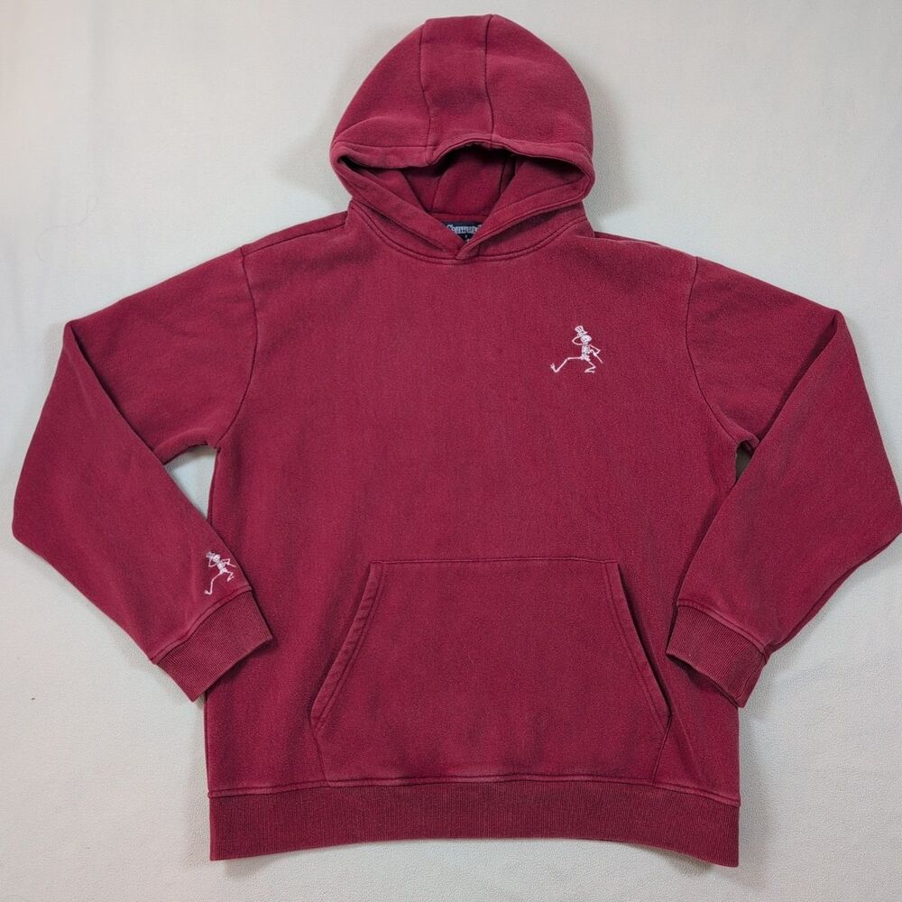 Grateful Dead x Section 119 Pullover Hoodie Mens L Red W/ White Dancing Skeleton